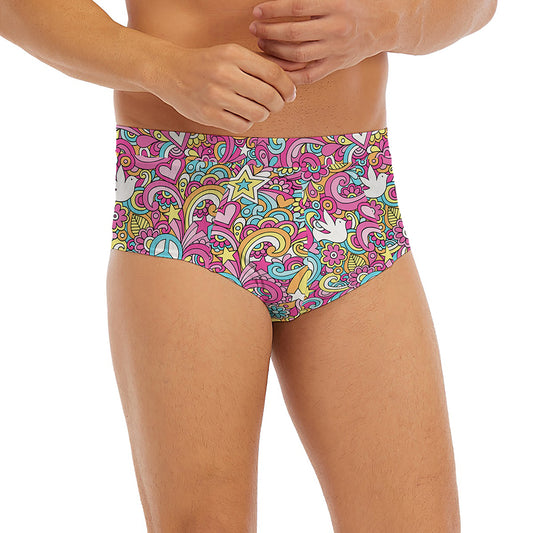 Groovy Girly Peace Pattern Print Men's Briefs