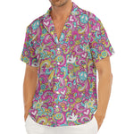 Groovy Girly Peace Pattern Print Men's Deep V-Neck Shirt