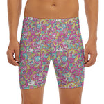 Groovy Girly Peace Pattern Print Men's Long Boxer Briefs
