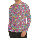 Groovy Girly Peace Pattern Print Men's Long Sleeve Rash Guard