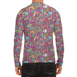 Groovy Girly Peace Pattern Print Men's Long Sleeve Rash Guard
