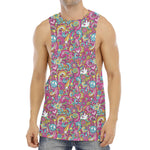 Groovy Girly Peace Pattern Print Men's Muscle Tank Top