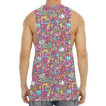 Groovy Girly Peace Pattern Print Men's Muscle Tank Top