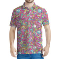 Groovy Girly Peace Pattern Print Men's Polo Shirt