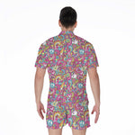 Groovy Girly Peace Pattern Print Men's Rompers