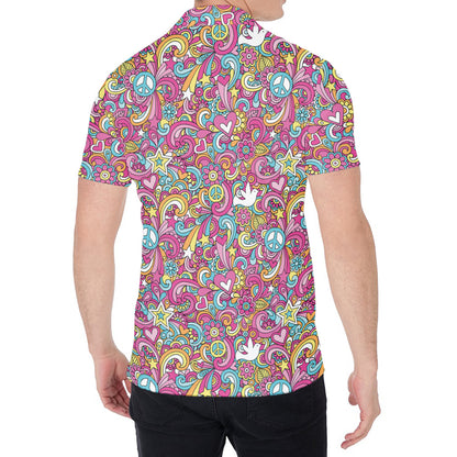 Groovy Girly Peace Pattern Print Men's Shirt