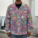 Groovy Girly Peace Pattern Print Men's Shirt Jacket