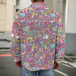 Groovy Girly Peace Pattern Print Men's Shirt Jacket