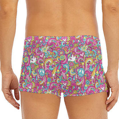 Groovy Girly Peace Pattern Print Men's Short Boxer Briefs