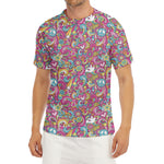 Groovy Girly Peace Pattern Print Men's Short Sleeve Rash Guard