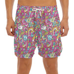 Groovy Girly Peace Pattern Print Men's Split Running Shorts