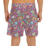 Groovy Girly Peace Pattern Print Men's Split Running Shorts