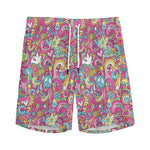 Groovy Girly Peace Pattern Print Men's Sports Shorts
