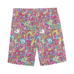 Groovy Girly Peace Pattern Print Men's Sports Shorts