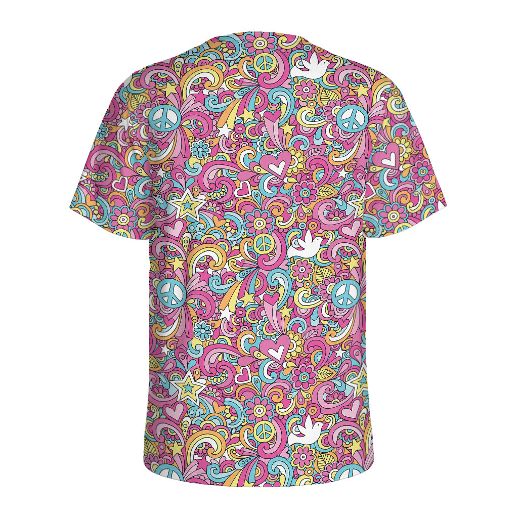 Groovy Girly Peace Pattern Print Men's Sports T-Shirt