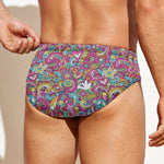 Groovy Girly Peace Pattern Print Men's Swim Briefs