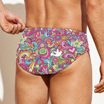 Groovy Girly Peace Pattern Print Men's Swim Briefs