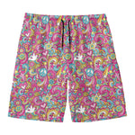 Groovy Girly Peace Pattern Print Men's Swim Trunks