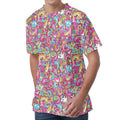 Groovy Girly Peace Pattern Print Men's Velvet T-Shirt