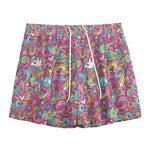 Groovy Girly Peace Pattern Print Mesh Shorts