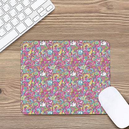 Groovy Girly Peace Pattern Print Mouse Pad
