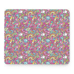 Groovy Girly Peace Pattern Print Mouse Pad