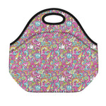 Groovy Girly Peace Pattern Print Neoprene Lunch Bag