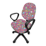 Groovy Girly Peace Pattern Print Office Chair Cover