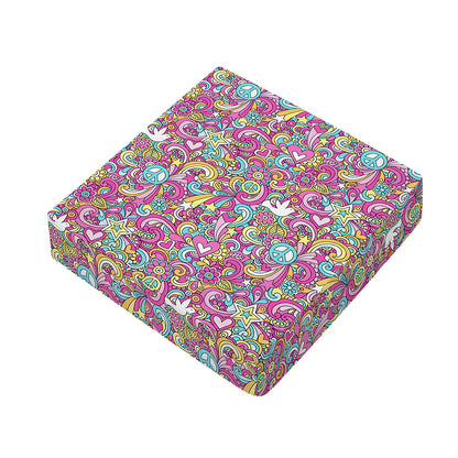 Groovy Girly Peace Pattern Print Outdoor Seat Cushion Cover