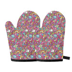 Groovy Girly Peace Pattern Print Oven Mitts