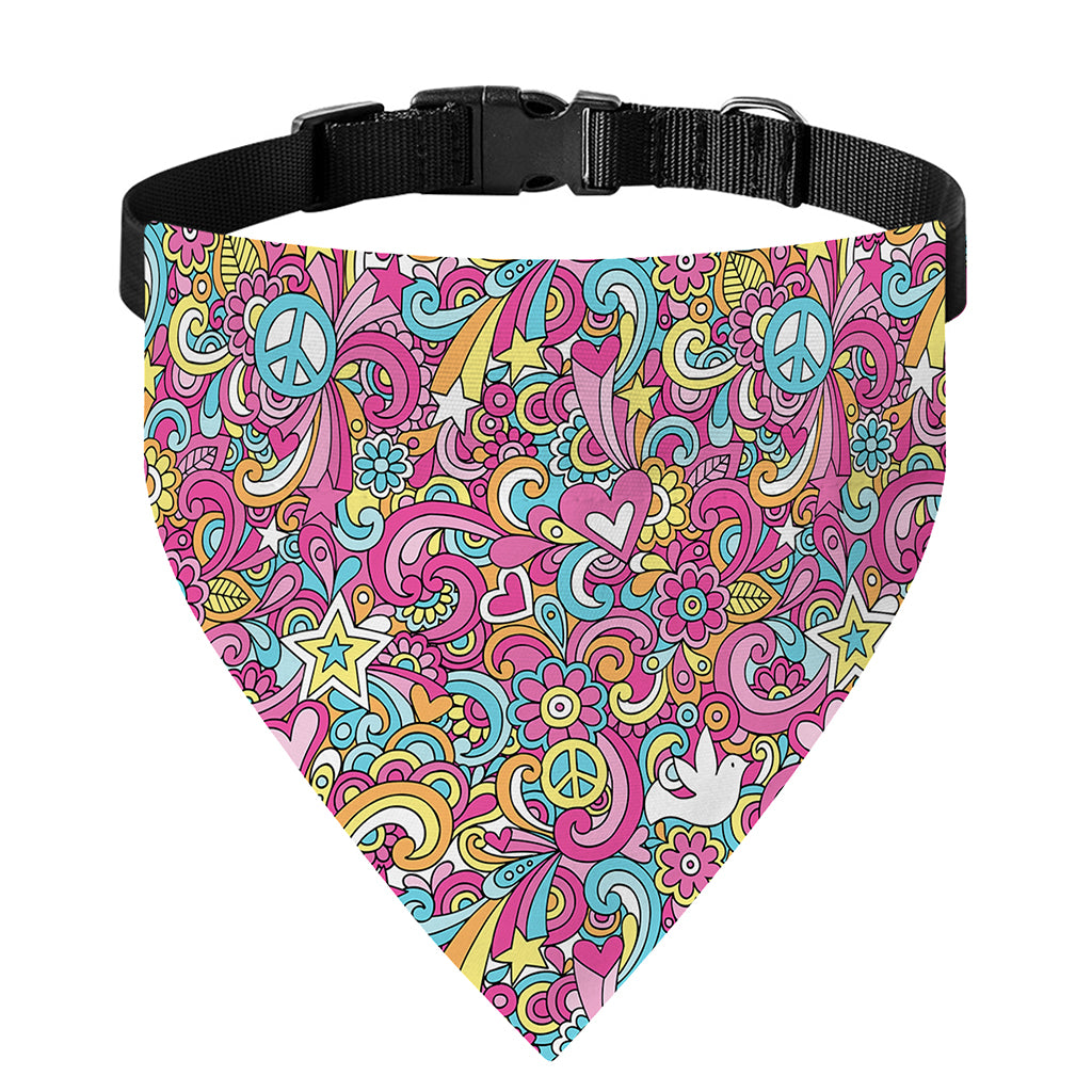 Groovy Girly Peace Pattern Print Over The Collar Dog Bandana