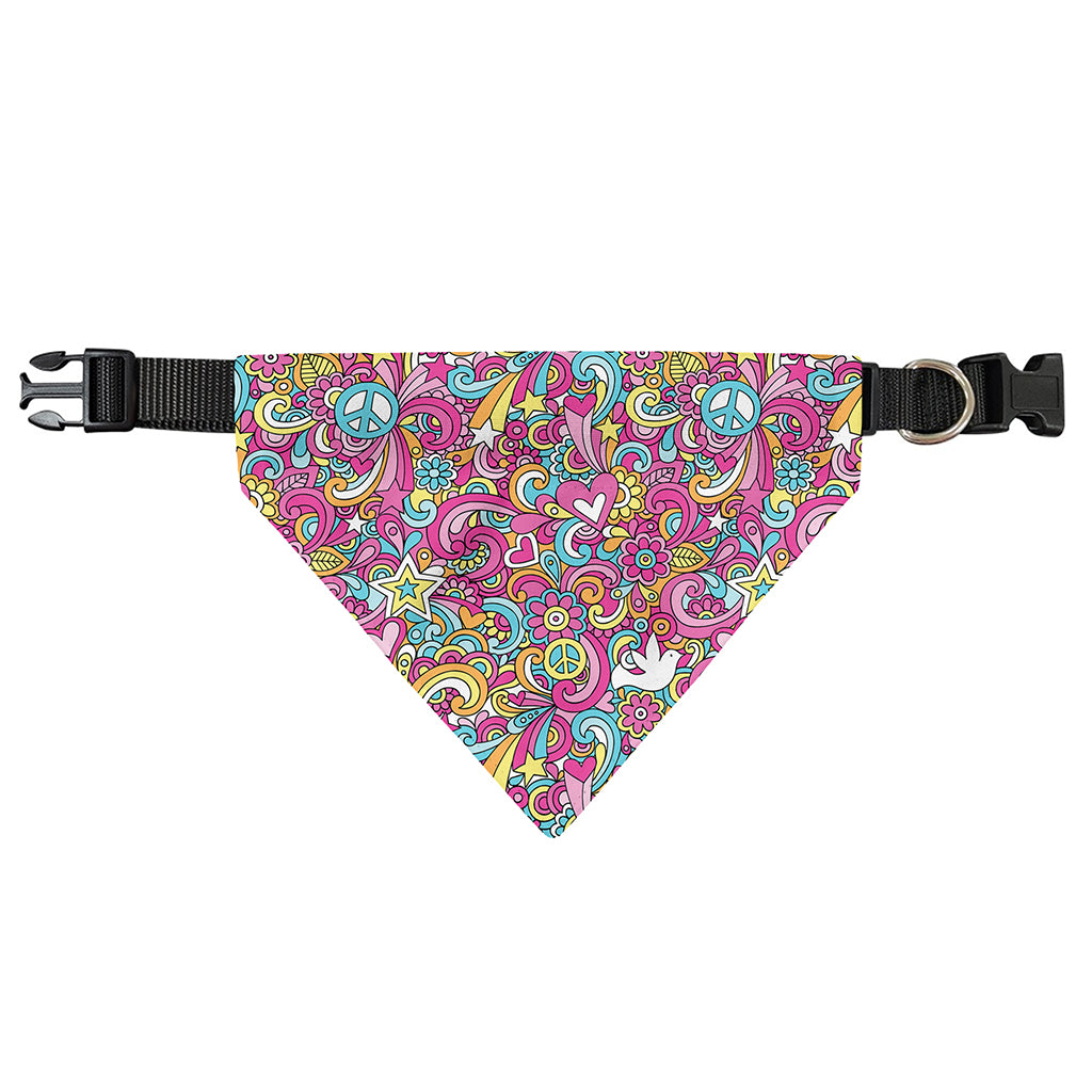 Groovy Girly Peace Pattern Print Over The Collar Dog Bandana