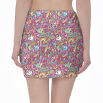 Groovy Girly Peace Pattern Print Pencil Mini Skirt