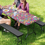 Groovy Girly Peace Pattern Print Picnic Table Cover