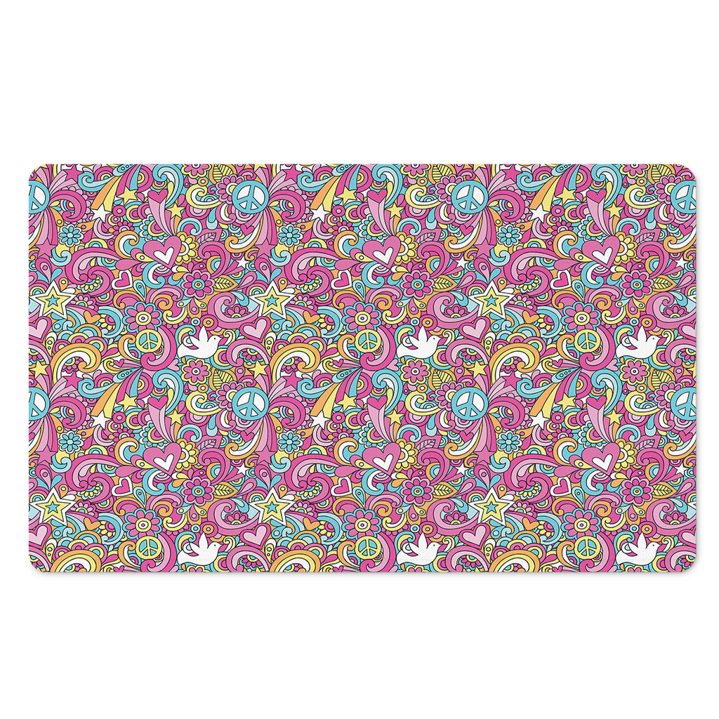 Groovy Girly Peace Pattern Print Polyester Doormat