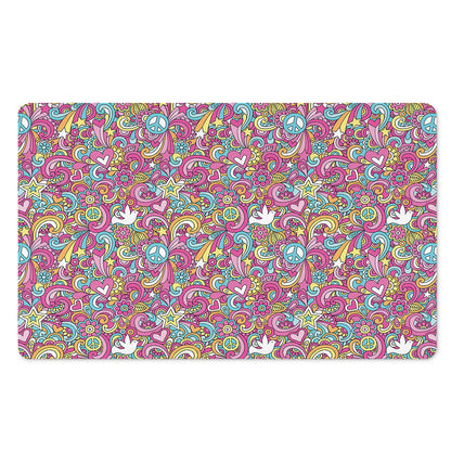 Groovy Girly Peace Pattern Print Polyester Doormat