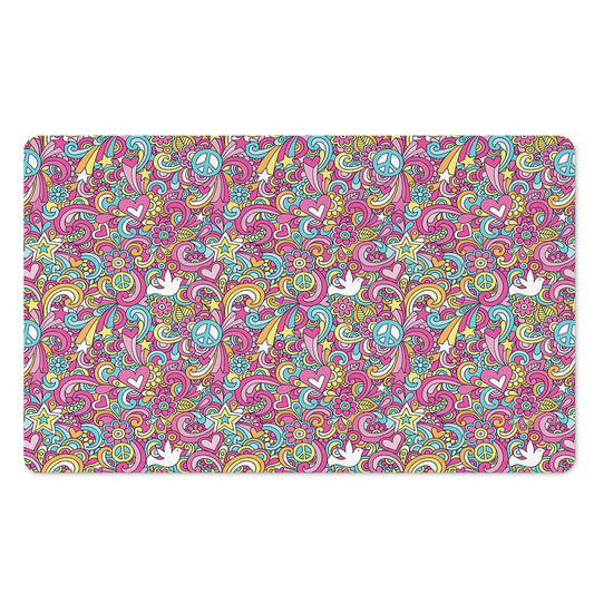 Groovy Girly Peace Pattern Print Polyester Doormat