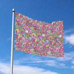 Groovy Girly Peace Pattern Print Polyester Flag