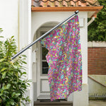 Groovy Girly Peace Pattern Print Polyester Flag