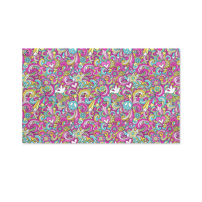 Groovy Girly Peace Pattern Print Polyester Flag