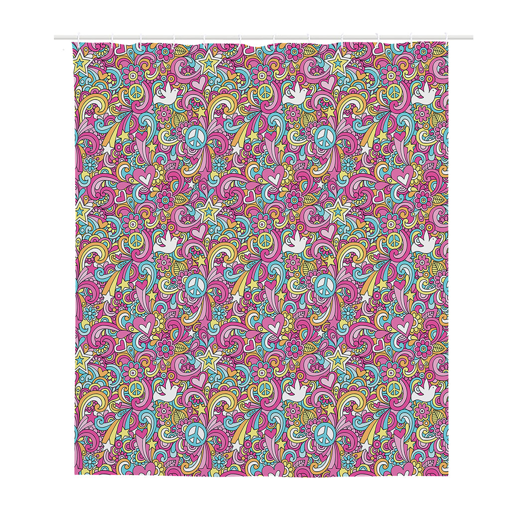 Groovy Girly Peace Pattern Print Polyester Shower Curtain