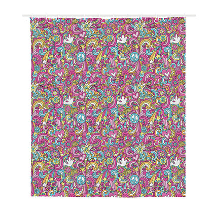 Groovy Girly Peace Pattern Print Polyester Shower Curtain
