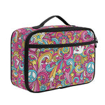 Groovy Girly Peace Pattern Print Portable Lunch Bag