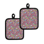 Groovy Girly Peace Pattern Print Pot Holders