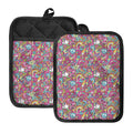 Groovy Girly Peace Pattern Print Pot Holders With Pocket