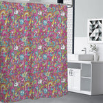 Groovy Girly Peace Pattern Print Premium Shower Curtain