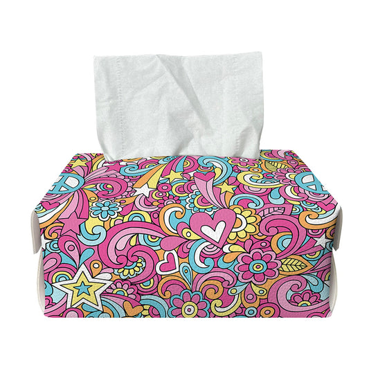 Groovy Girly Peace Pattern Print Rectangle Tissue Box Cover