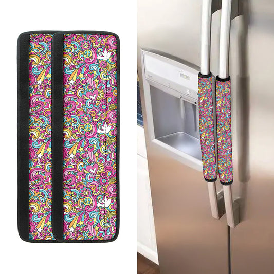 Groovy Girly Peace Pattern Print Refrigerator Handle Covers