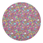 Groovy Girly Peace Pattern Print Round Blanket