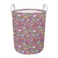 Groovy Girly Peace Pattern Print Round Laundry Basket